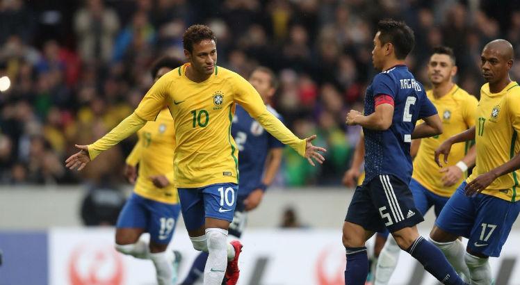 Neymar marcou o primeiro gol do Brasil em cima do Japão. Foto: Lucas Figueredo/CBF