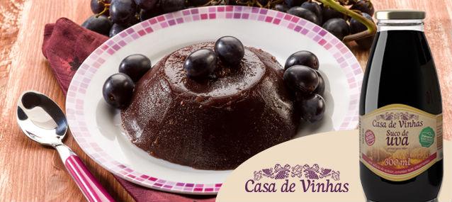 Aprenda receita prática de Flan de uva com suco Casa de Vinhas