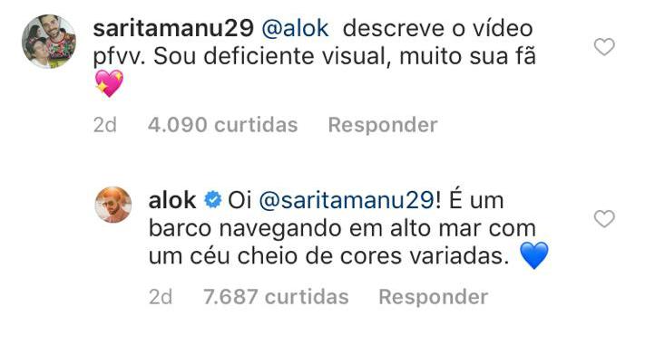 Alok descreve vídeo para deficiente visual. Foto: Reprodução/Instagram
