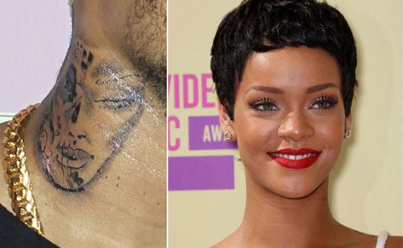 Chris Brown tatua rosto de mulher parecida com Rihana