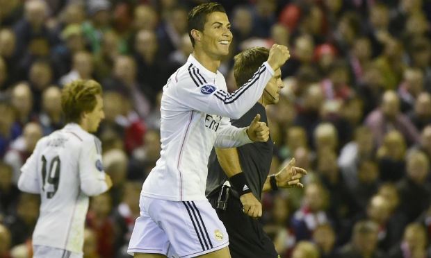 Cristiano Ronaldo marcou seu 70.º gol em jogos de Liga dos Campeões e ficou a apenas um do recorde de Raul / Foto: AFP
