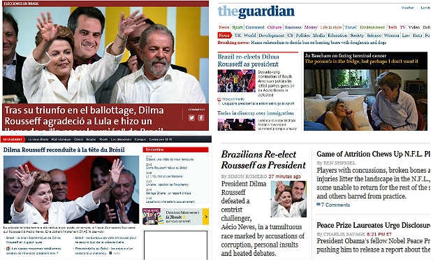 Noticiários internacionais anunciaram a reeleição de Dilma Rousseff / Foto: reprodução internet