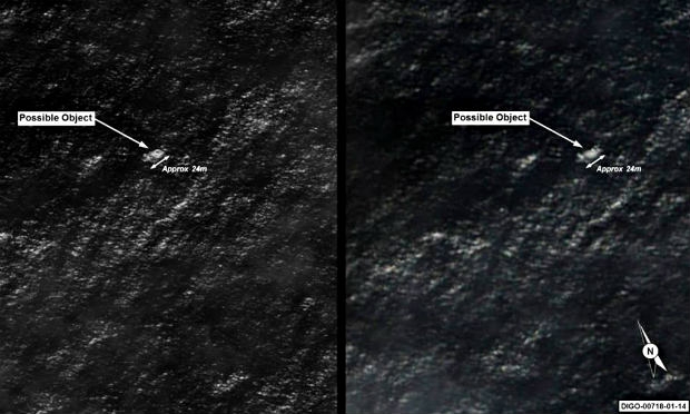 Imagens de satélite mostram possíveis destroços do avião desaparecido. / Foto: AMSA