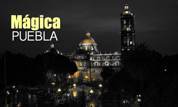 À noite, a cidade de Puebla revela a fachada das igrejas que, durante o dia, encantam pela riqueza em seu interior / Fotos: Gustavo Belarmino