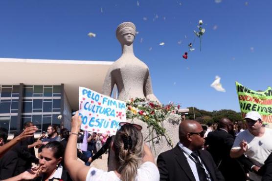 Em protesto contra a cultura do estupro, um grupo de manifestantes, formado por mulheres, homens e crianças, realizou neste domingo (29) em Brasília a Marcha das Flores / Foto: Agência Brasil