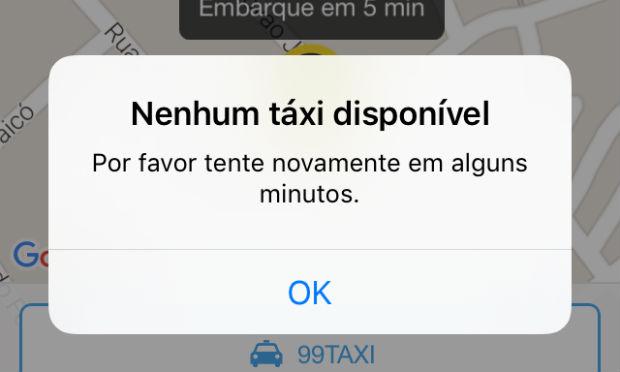 Não há táxis disponíveis em aplicativos e pelo telefone / Foto: Reprodução