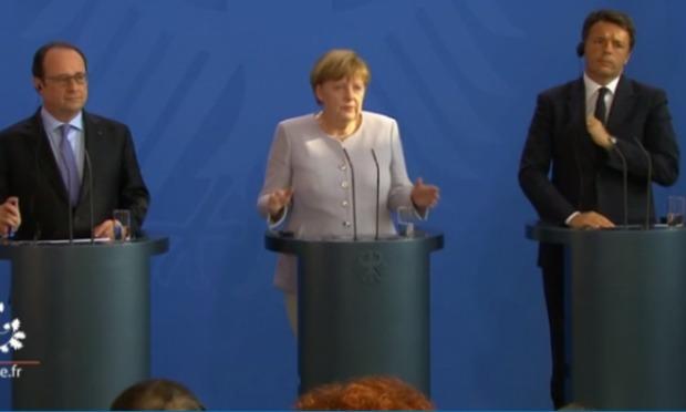 A chanceler da Alemanha, Angela Merkel, disse em reunião do Conselho da União Europeia (UE), em Bruxelas, que não se pode sair do bloco e manter os privilégios / Foto: Presidência da República da França
