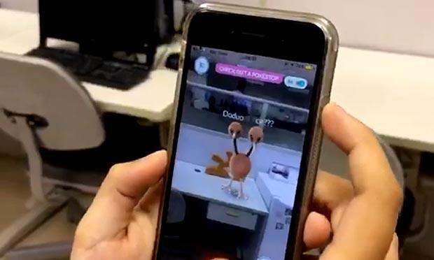 Um pokémon foi encontrado na redação do NE10 / Foto: reprodução do vídeo