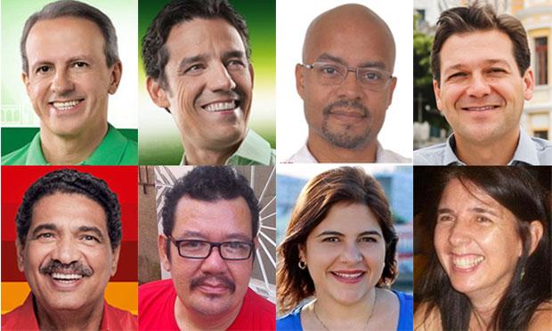 Imagem com os oito candidatos a prefeito do Recife / Foto: Facebook dos candidatos
