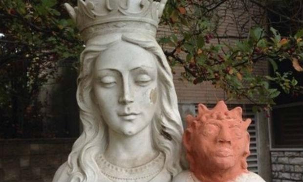 Healther Wise restaurou uma estátua de Jesus bebê de uma igreja de Sudbury, uma província localizada no norte do Canadá, e que foi decapItada há cerca de um ano. / Foto: Reprodução / TV CBC