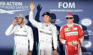 Rosberg superou Hamilton por 13 milésimos. Raikkonen foi o 3º